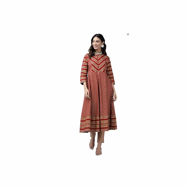 Women's Cotton Floral Printed Anarkali Kurta for Women 00