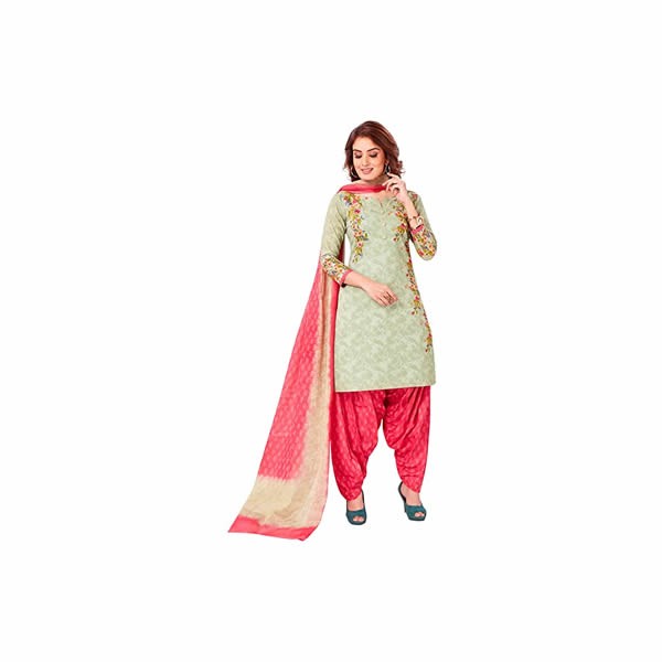 Women's Cotton Printed Straight Readymade Stitched Patiala Kurta Dupatta