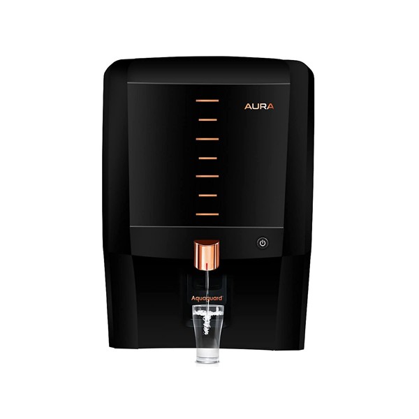 Eureka Forbes Aquaguard Aura UV e-boiling, Ultra Filtration, Active Copper, Mineral Guard Technology, Water Purifier (Black & Copper)