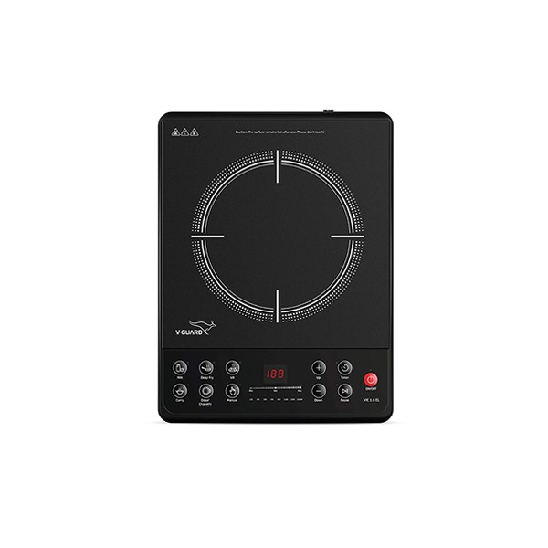 V-Guard VIC 1.6 EL 1600 Watts Manual Aluminium Induction Cooktop with Push Button Controls, 1 Burner, White