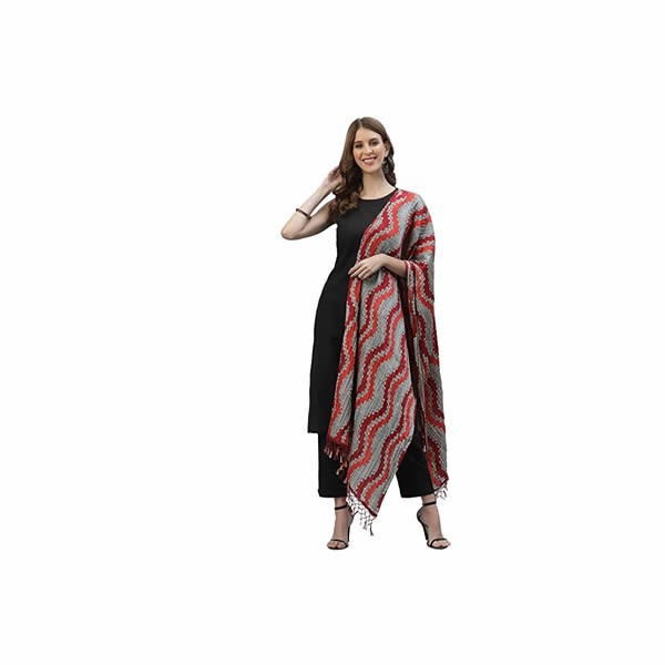 Women's Solid Cotton Blend Straight Kurta Pant Dupatta Set (Black)