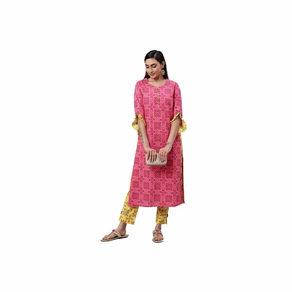 Women'S Rayon Floral Printed Straight Kurta Palazzo Set For Women