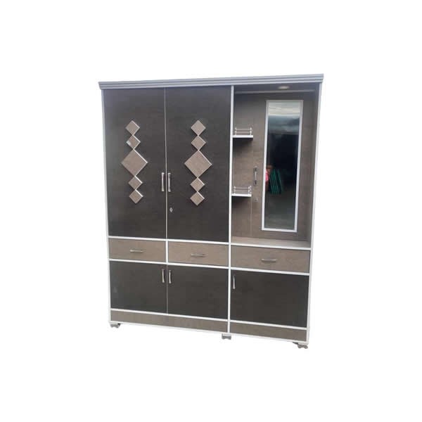 Almirah: Solid Wood 3 Door Wardrobe With Mirror