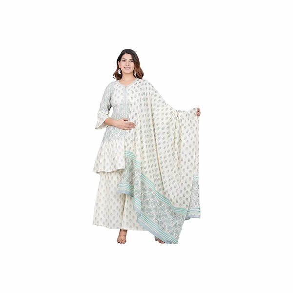 Women's Floral Printed Kurta with Sharara and Dupatta