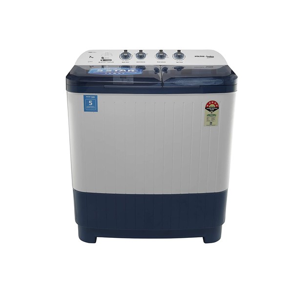 Voltas Beko 7 kg Semi-Automatic Top Loading Washing Machine, Double Waterfall (WTT70DBLT, Sky Blue)