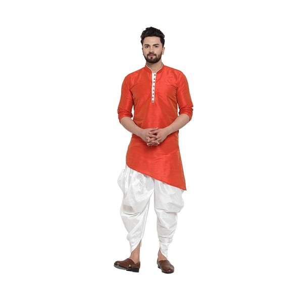 ABH LIFESTYLE Men's Dupion Silk Dhoti Kurta Set