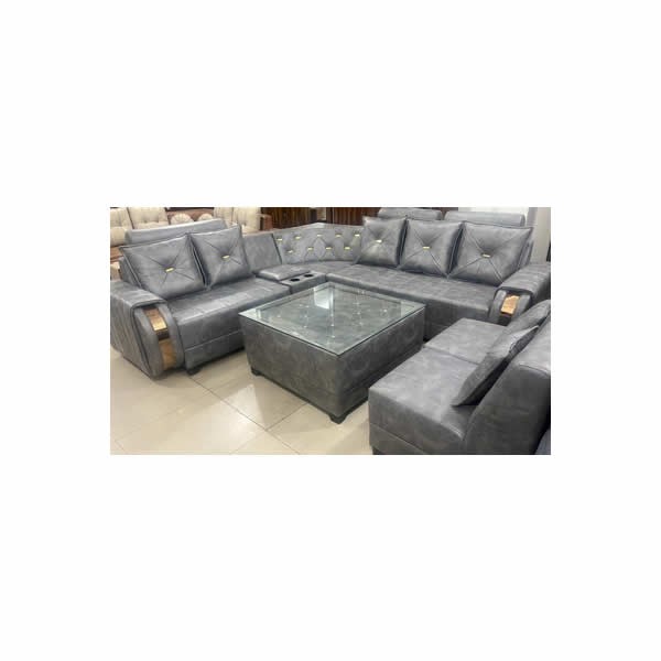 Stainless Steel Modern L shape 5 Seater Sofa Set, For Home, Living Room