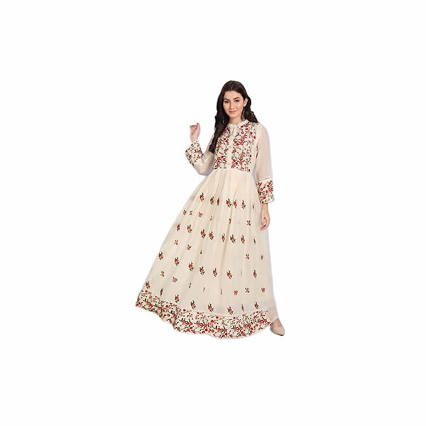 Women's Embroidered Cotton Anarkali Kurta/Kurtis