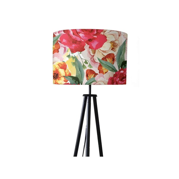 Nutcase Designer Tripod Floor Lamp Standing Light for Living Rooms-Printed Fabric Shade-Made in India -Floral Colors