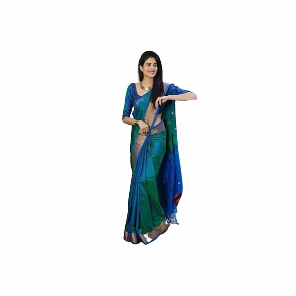 Women's Kanjivaram Pure Zari Woven Soft Silk Saree With Blouse Piece