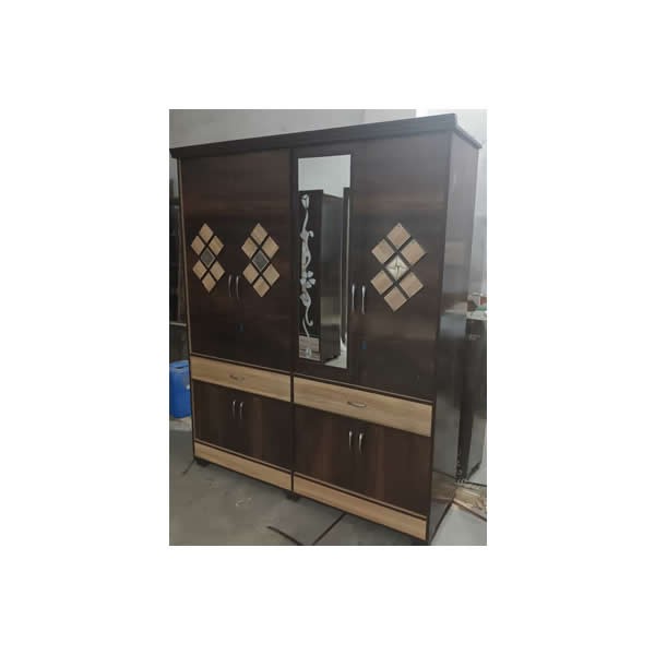 Modern Hinged Wooden Wardrobe 4 Door For Home