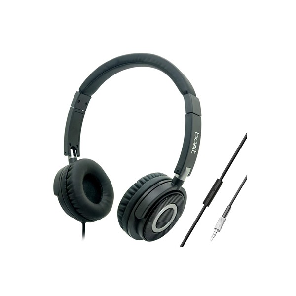 boat Bassheads 900 Wired On Ear Headphones with Mic (Carbon Black)