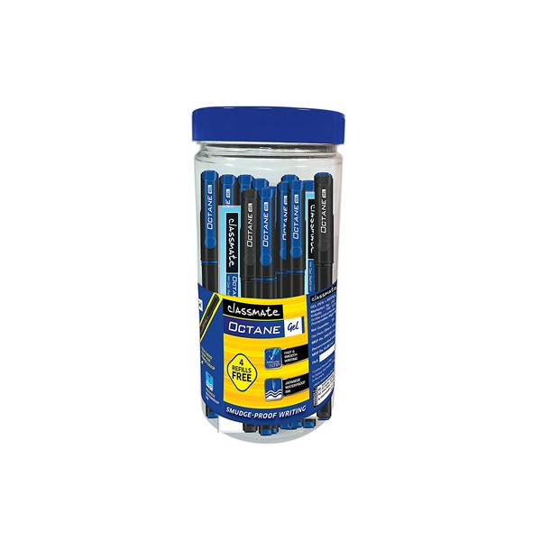 Classmate Octane Gel Pen (Blue & Black)- Pack of 25 + 4 Gel Refills FREE