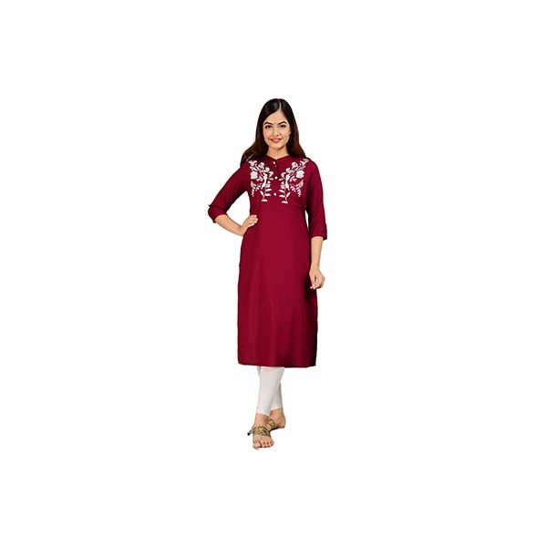 Women's Regular Fit Rayon Straight Buttoned Kurta | Designer Printed Kurti/Casual Dailywear for Girls & Women